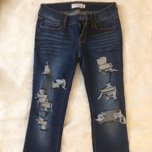 Dark wash distressed skinny jeans - Picture 2 of 8